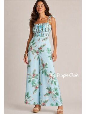Hutch ANTHROPOLOGIE NWT Tropical Print Sleeveless Wide Leg Jumpsuit 16P